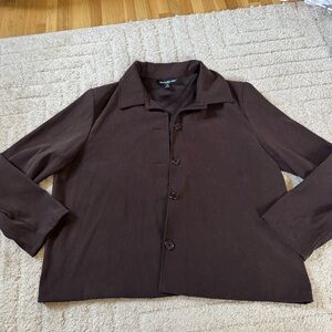 Briggs New York Dark Brown Petite Collared top